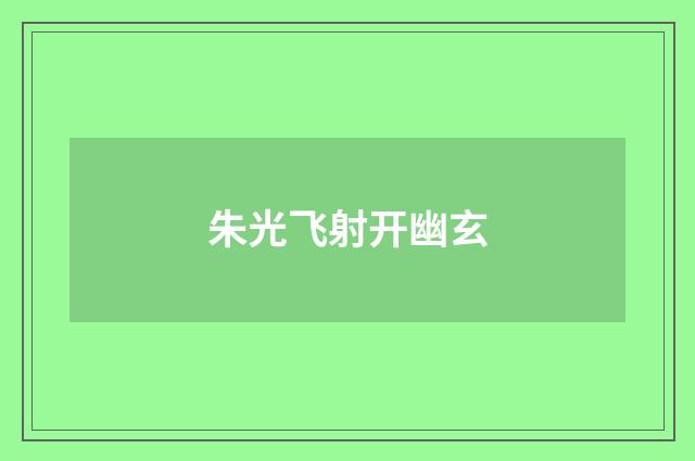 朱光飞射开幽玄