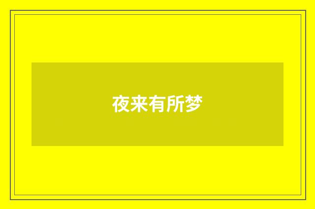 夜来有所梦