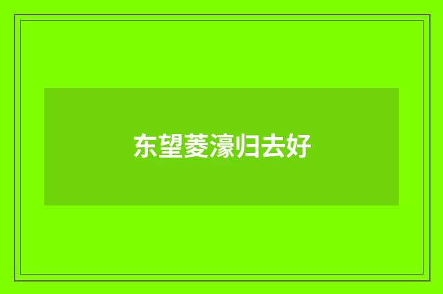 东望菱濠归去好