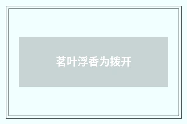 茗叶浮香为拨开