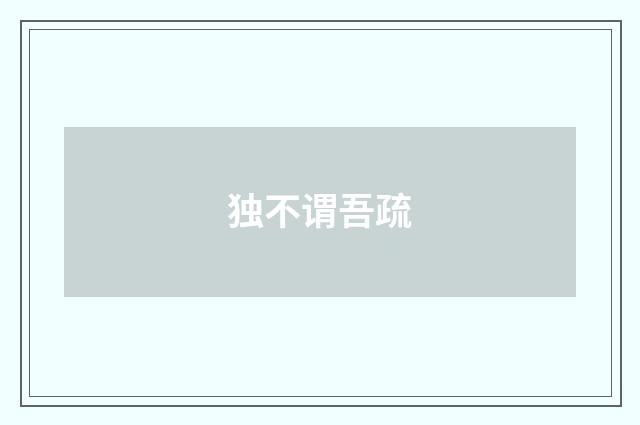 独不谓吾疏