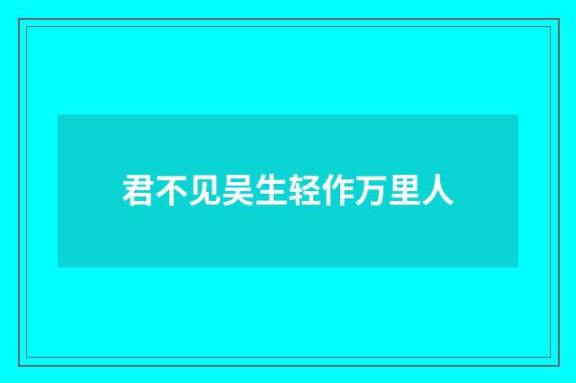 君不见吴生轻作万里人