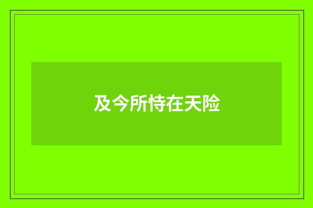 及今所恃在天险