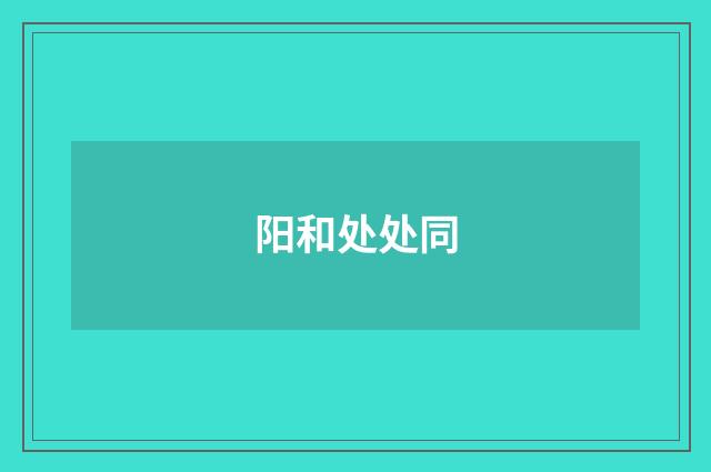 阳和处处同