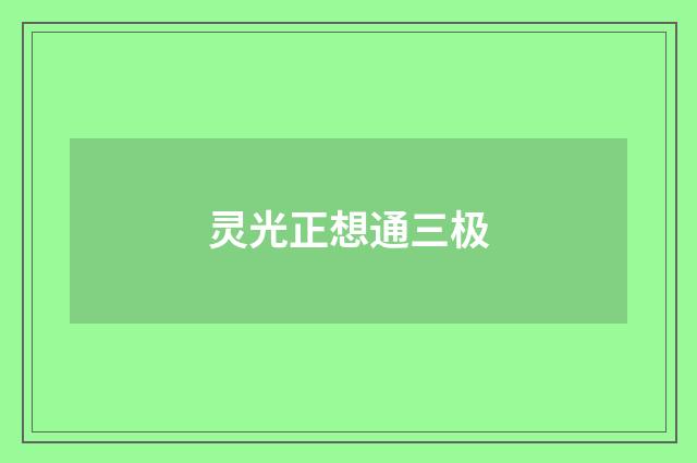 灵光正想通三极