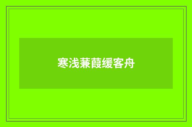 寒浅蒹葭缓客舟