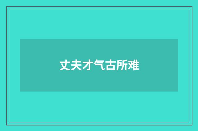 丈夫才气古所难