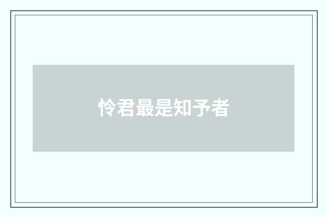 怜君最是知予者