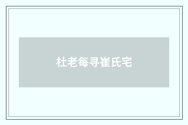 杜老每寻崔氏宅
