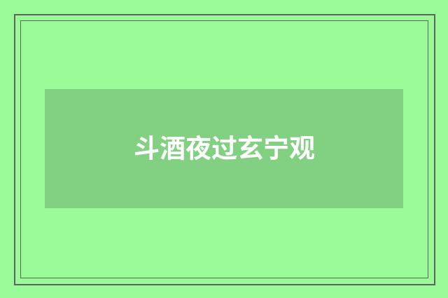 斗酒夜过玄宁观