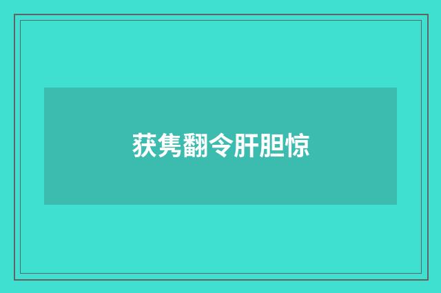 获隽翻令肝胆惊