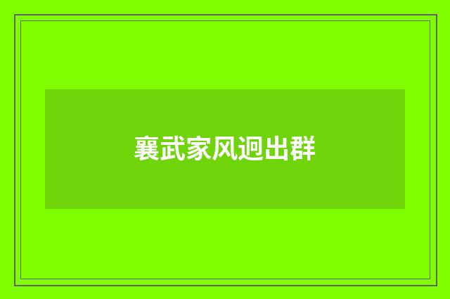 襄武家风迥出群