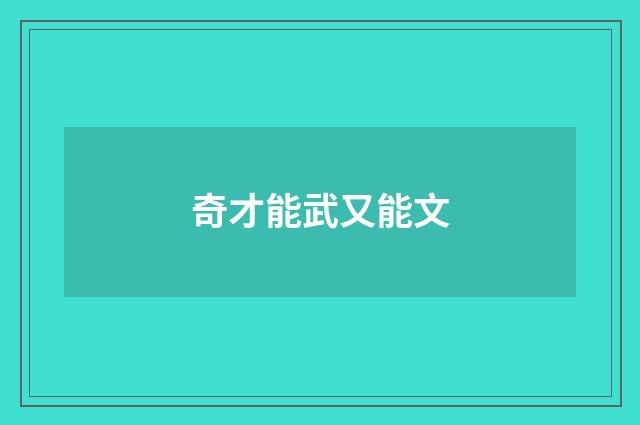 奇才能武又能文