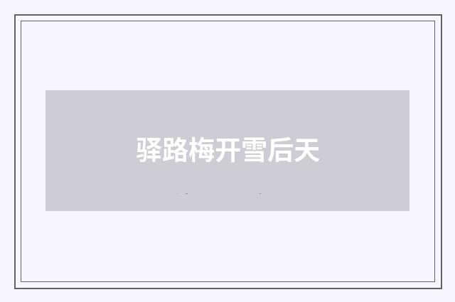 驿路梅开雪后天