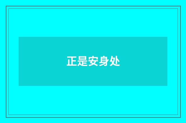 正是安身处