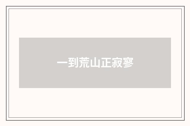 一到荒山正寂寥