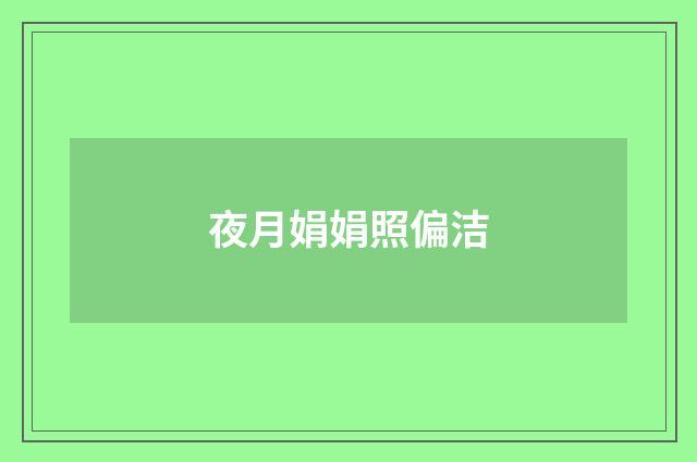 夜月娟娟照偏洁