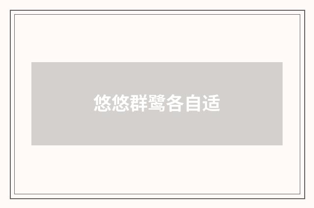 悠悠群鹭各自适