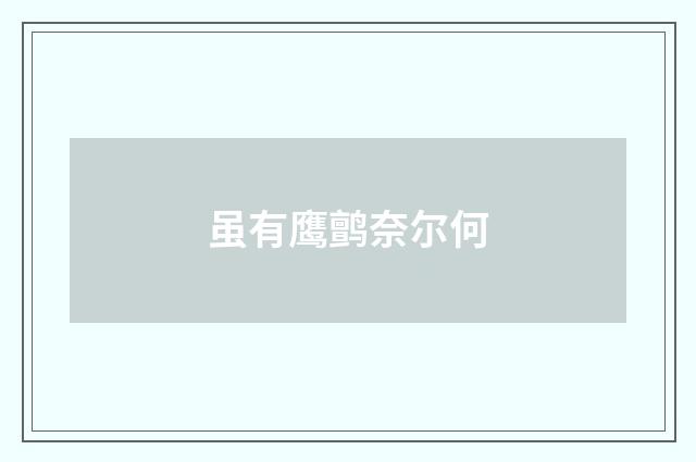 虽有鹰鹯奈尔何