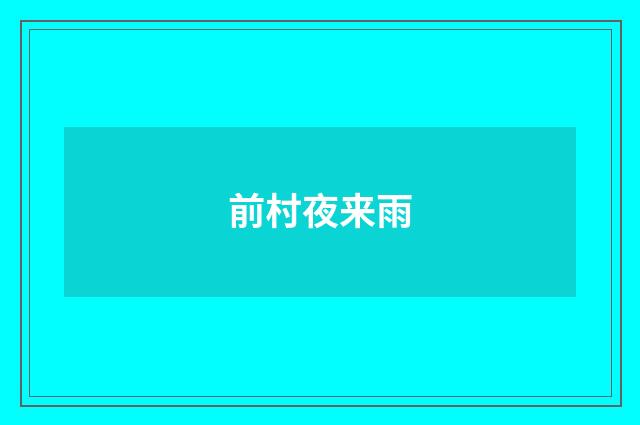前村夜来雨
