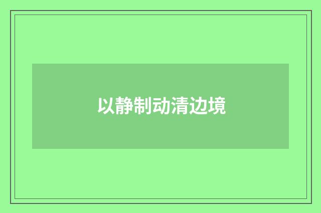 以静制动清边境