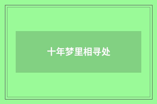 十年梦里相寻处