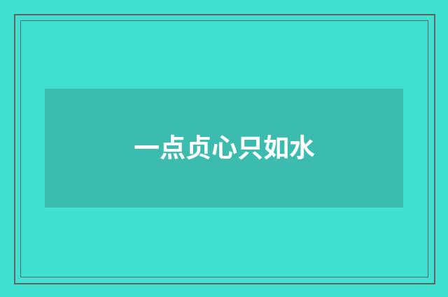 一点贞心只如水