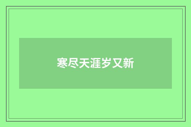 寒尽天涯岁又新