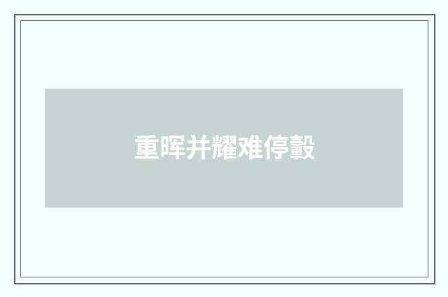 重晖并耀难停轂