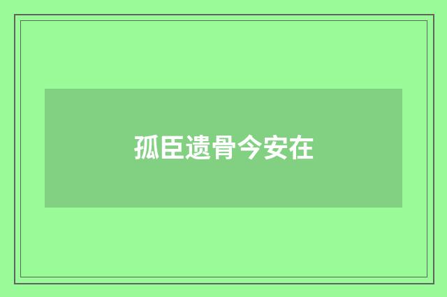 孤臣遗骨今安在