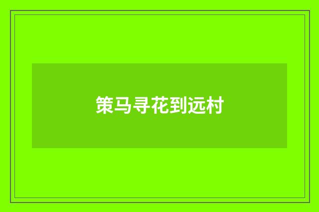 策马寻花到远村