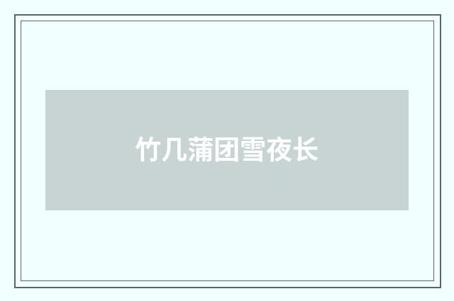 竹几蒲团雪夜长