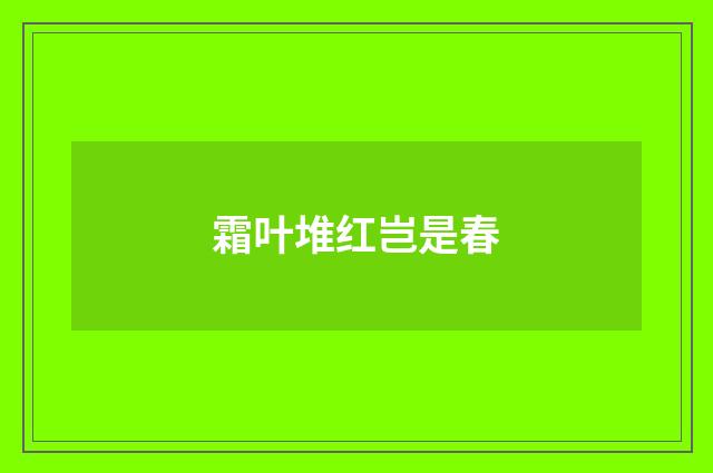 霜叶堆红岂是春