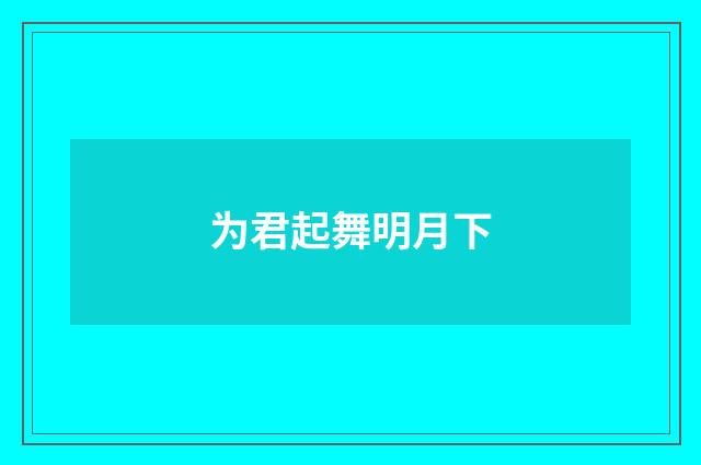 为君起舞明月下