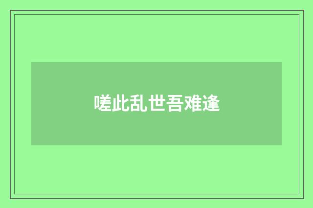 嗟此乱世吾难逢