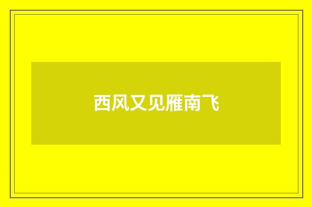 西风又见雁南飞