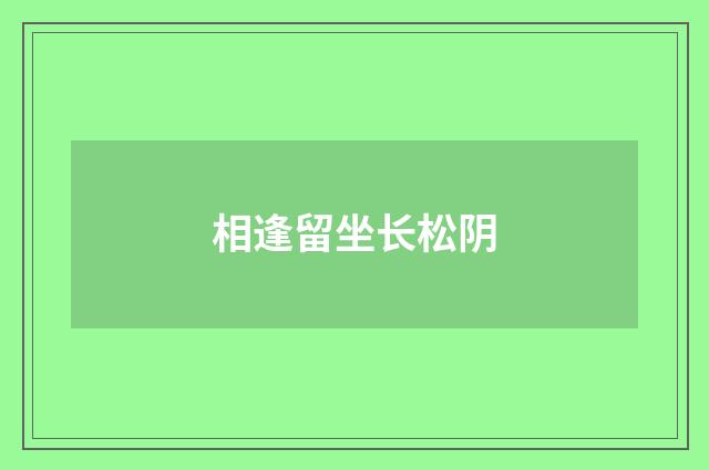 相逢留坐长松阴