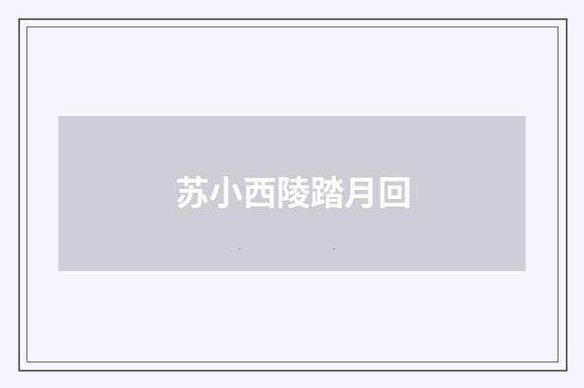 苏小西陵踏月回