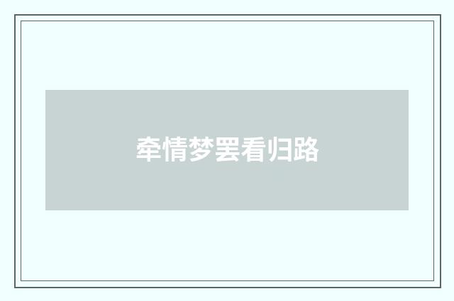 牵情梦罢看归路