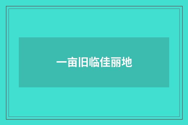 一亩旧临佳丽地