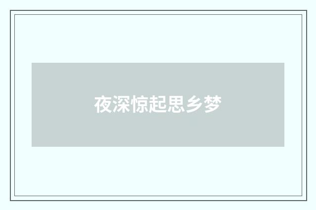 夜深惊起思乡梦
