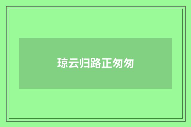 琼云归路正匆匆