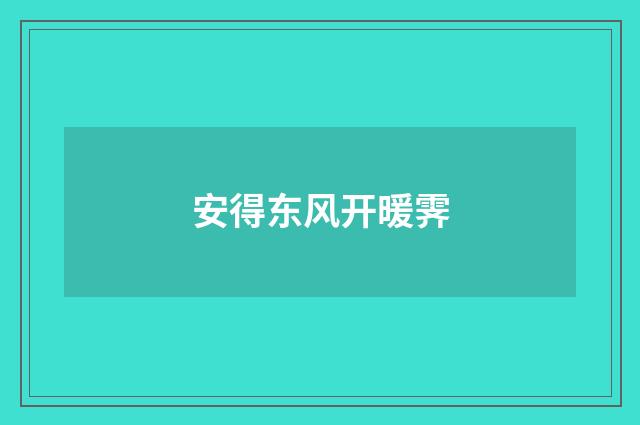安得东风开暖霁