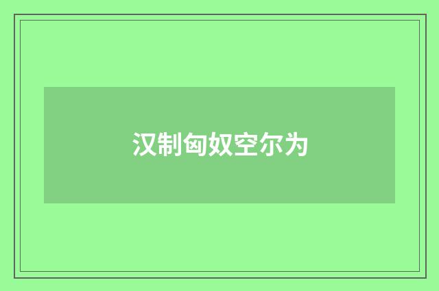 汉制匈奴空尔为