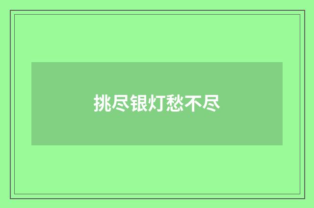 挑尽银灯愁不尽