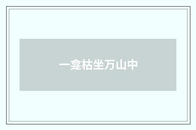 一龛枯坐万山中