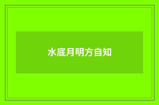 水底月明方自知