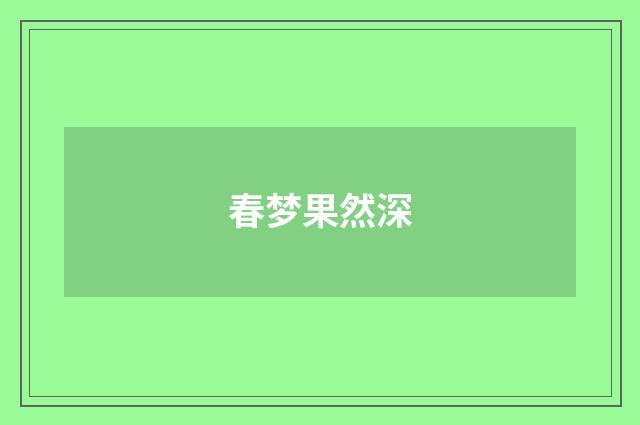 春梦果然深