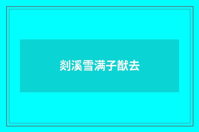 剡溪雪满子猷去