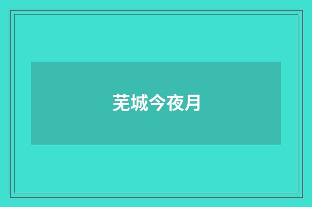 芜城今夜月